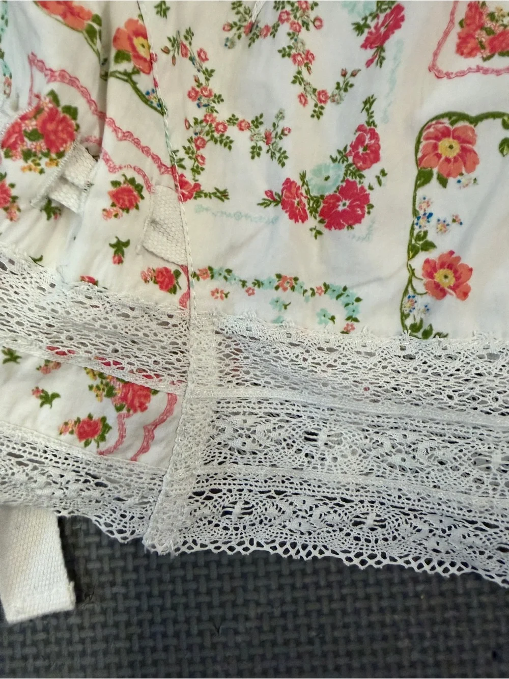 NWT Free People Blooming Lace Shorts- 2 (oversized) - White/Pink/Boho- MSRP $148